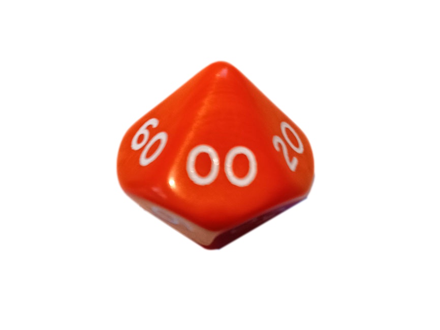 Opaque Orange D10 00-90 Percentile Polydice